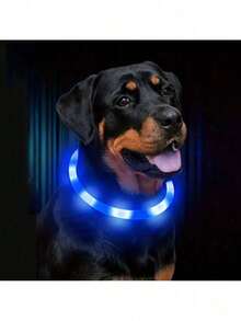 PETSIN 1pc Rechargeable Luminous Pet Collar, 4 Lighting Modes: Steady, Fast Flashing, Slow Flashing, Flowing, Suitable For Pets' Night Activity, Can Be Cut To Fit - Multicolor - View 24