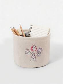 ROMWE Kawaii Cesta de almacenamiento portátil de gran capacidad con estampado de cuatro conejitos de dibujos animados - Cuatro conejitos - Ver 4