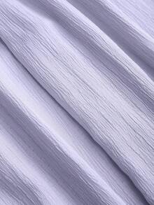 Sweetra 女士纯色褶皱吊带上衣和阔腿裤休闲两件套 - 紫色 - 查看 6