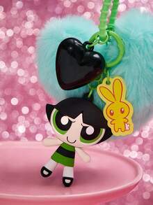THE POWERPUFF GIRLS X SHEIN 可爱毛绒钥匙扣、包包挂件、钥匙链 - 彩色 - 查看 9