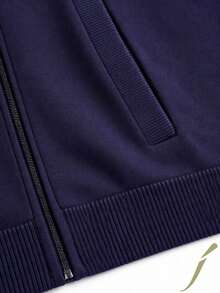 Suéter Bomber de Punto Color Azul Marino para Hombre con Cierre Frontal | Estilo Casual Moderno - Azul Marino - Ver 7