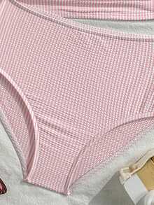 SHEIN 少女条纹两件式坦克泳衣高腰泳装套装蝴蝶结泳衣少女泳装套装20 - 淺粉色 - 查看 5