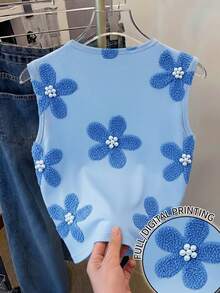 Resyla Women's Cropped Tank Top, Floral Pattern, Suitable For Fashionable Commuting - Multicolor - View 2