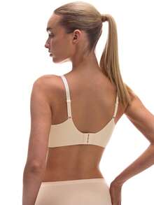 LUVLETTE Dream Curve Air 无钢圈无缝透气薄纱T恤式深V隐形内衣浅裸色透气粘性基础款尺码自由文胸，也适合青少年女孩、年轻女孩和儿童穿着。 - 杏色 - 查看 4