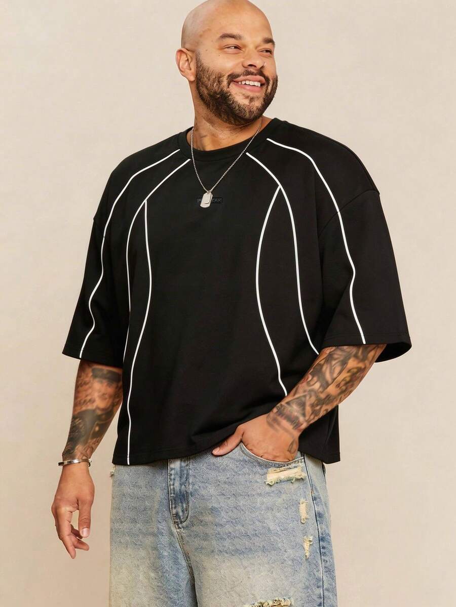 EASEVO Áo thun nam cỡ lớn cổ tròn tay ngắn, kiểu dáng thường ngày, đa năng, thích hợp đi làm. - màu đen - Xem 1