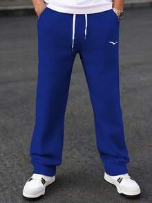 Manfinity CasualCool Men's Eagle Print Drawstring Waist Pocket Casual Sweatpants - Blue - View 3