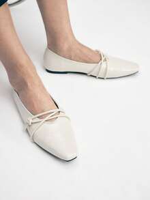 Mnmlis Women's Spring And Autumn New Versatile Comfortable Soft Leather Low Vamp Daily Flat Shoes - Beige - View 10