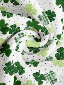 PopScrub Women's Lucky Clover Print Scrub Uniform Top - Multicolor - View 6