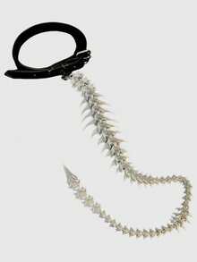 ROMWE Goth 1 chiếc cà vạt unisex màu đen kiểu Y2K họa tiết rồng và bọ cạp, phong cách Trash Punk tối giản 3D, phù hợp cho trường học, thường ngày, đi làm, đi xem hòa nhạc, hẹn hò và nhiều dịp khác. - trắng - Xem 4