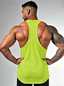 GymBeat 男士公牛印花荧光绿休闲背心 - 青檸色 - 查看 2