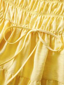 Qadelle Women's Solid Color Minimalist Casual Long Dress - Yellow - View 7