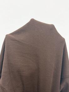 StreetHx 女士棕色罗纹短袖卫衣，HypeZone-D Hottie 设计，带帽，前拉链，腰部收紧，Hottie，朋克，摇滚风格卫衣 - 棕色 - 查看 7