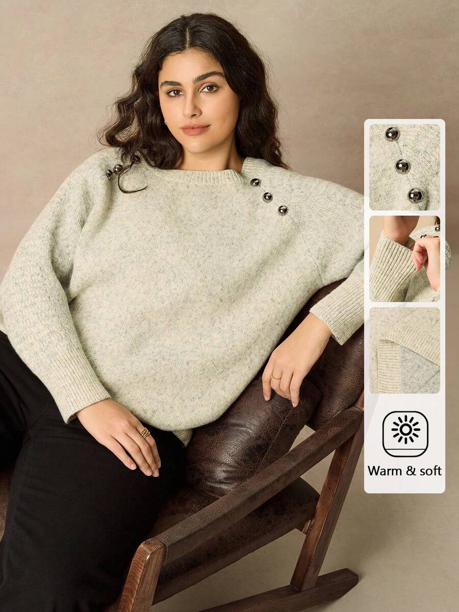Juhart Women's Solid Color Casual Everyday Pullover Sweater Winter Fall Autumn - Khaki - View 1