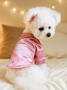 PETSIN 1pc Satin Pet Pajamas, Light Luxury Style Cat And Dog Home Clothes, Soft And Comfortable Pajamas - Multicolor - View 3