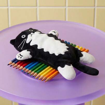 Joivida 1个猫咪铅笔盒，毛绒铅笔袋，文具盒，多功能收纳袋，零钱包和卡包 - 适合日常办公使用，是新年、开学季的理想之选，也是送给朋友、同学、家人的绝佳礼物。