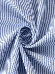 Easowa Blazer delgado a rayas de estilo casual y de oficina para mujer. Blazer de algodón a rayas de estilo casual para mujer con mangas de tres cuartos, abierto por delante, en azul, blanco y azul claro a rayas. Chaqueta de traje cómoda de algodón con mangas fruncidas para mujer. - Multicolor - Ver 6