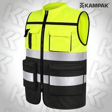 KAMPAK KW553 高能见度反光背心，带多功能口袋和加固扣件，适用于工作、食品和工业场所。 - negro - 查看 6
