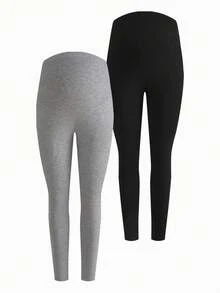 Modmama Leggings casuales de maternidad de unicolor con cintura ajustable - Multicolor - Ver 11