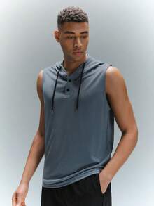 Driftmere 男士條紋束口帽子背心，適用於夏季 - 霧霾藍 - 查看 3