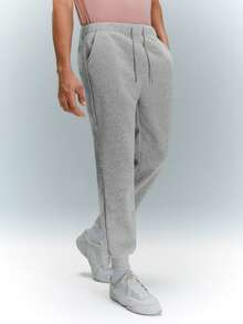 Driftmere 男士纯色斜口袋抽绳腰裤，适合秋季 - 淺灰色 - 查看 6