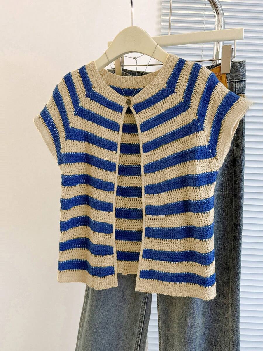 Franclia Hàng mới về: Áo khoác cardigan nữ thiết kế độc đáo, kẻ sọc, cổ tròn, dáng ôm, đa năng. Áo vest nữ, áo len, áo dệt kim nữ, áo len không tay nữ, áo thun len nữ. - Nhiều màu - Xem 1