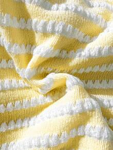 Swim Mod Women's Cute Vacation Pink Striped Halter Swimsuit Set - Yellow - View 8