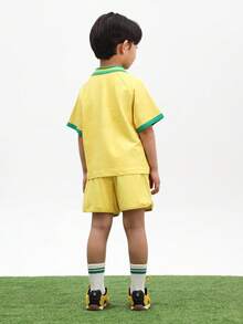 SUMWON Conjunto de fútbol de Brasil con pantalones cortos, polo amarillo con cuello verde y número 10, conjunto de 2 piezas de uniforme deportivo de Brasil, ropa deportiva para la Copa del Mundo - Amarillo - Ver 2