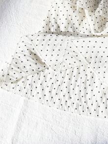 Áo sơ mi chấm bi trắng kiểu dáng thường ngày cho bé gái, chất liệu mềm mại và thời trang, đa năng cho kỳ nghỉ hè, du lịch, đi học và mặc hàng ngày. - trắng - Xem 4