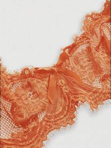 ROMWE Goth Lace Floral Embroidery Underwire Triangle Cup Bra - Orange - View 3