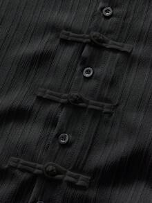 AXEPEAK Kemeja Lengan Pendek Polos Kasual Pria, Musim Panas - Hitam - View 6