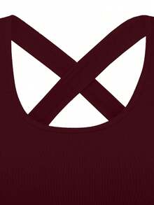 SHEIN Velisys Áo ngực thể thao nữ màu trơn, không đường may, kiểu dây chéo lưng, thích hợp mặc hàng ngày. - Nhiều màu - Xem 8