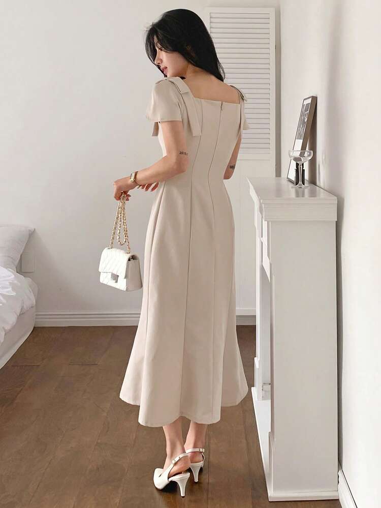 Women's Solid Color Fashionable Date Party Mid-Length Dress Sundress Summer