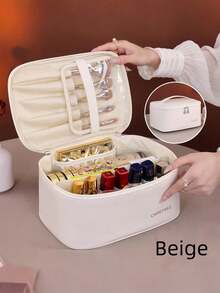 1 Túi đựng đồ trang điểm du lịch chống nước PU dung tích lớn thiết kế độc đáo cho nữ, túi đựng mỹ phẩm trang trí phòng, túi đựng đồ vệ sinh cá nhân, túi đựng mỹ phẩm để bàn, túi đựng đồ trang điểm, đồ dùng thiết yếu khi đi du lịch, phụ kiện trang điểm - Nhiều màu - Xem 18