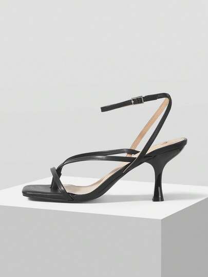 Mnmlis 女士方头绑带时尚高跟凉鞋