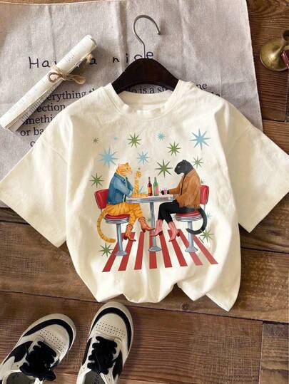 DrmWander Camiseta de mujer, camiseta de manga corta con gráfico de estilo casual de calle, top de verano lindo