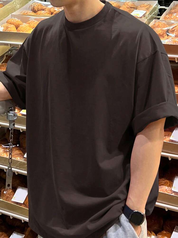 Men's Solid Color Round Neck Short Sleeve Casual T-Shirt