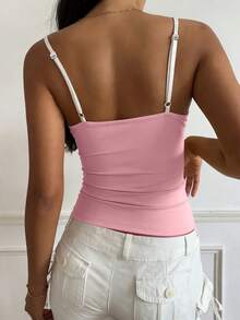 INAWLY 女士印花性感修身吊带背心 - 粉色 - 查看 2