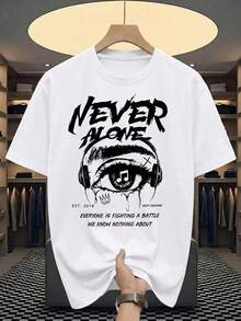 Velminro 男士眼睛图案标语印花短袖家居服上衣 - 白色 - 查看 8