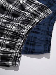 2 piezas/Set Pantalones de pijama para adolescentes, estampado clásico minimalista a cuadros, pantalones cómodos para estar en casa - Multicolor - Ver 6