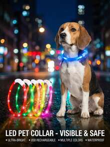 PETSIN 1pc Rechargeable LED Lighted Pet Collar, With Three Lighting Modes, Visible At Night, Ensuring The Safety Of The Pet. The Collar Can Be Freely Adjusted In Length. A Festive Atmosphere Collar, Suitable For Small, Medium And Large Cat And Dog - Multicolor - View 10
