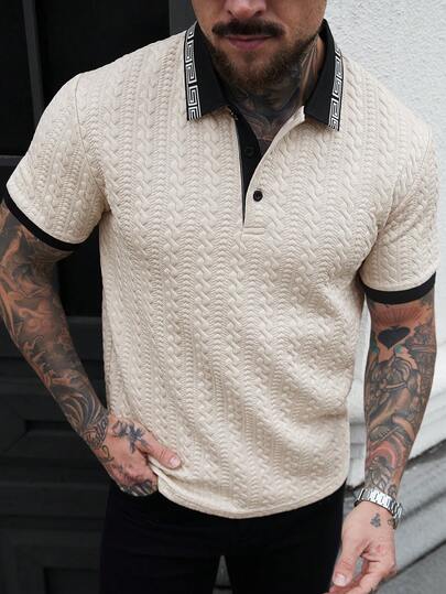 Manfinity Homme 男士休闲撞色短袖Polo衫，夏季