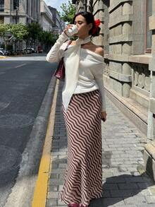 Siren Gaze 女士波浪条纹长款美人鱼裙 - 彩色 - 查看 6