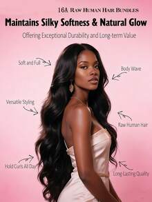 14-28Inch Luxury Body Wave Human Hair Bundles Virgin Hair Extension 18 18 18 High Grade Real Double Weft Hair 3pcs Weave High Gloss Long Lifespan Hair Daily & Salon Quality Use Soft & Silky Premium Invisible Hair Extensions - Natural Black - View 5