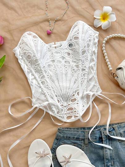 Soleia Corsé elegante en forma de U blanco sexy y moldeador, corsé de alta demanda