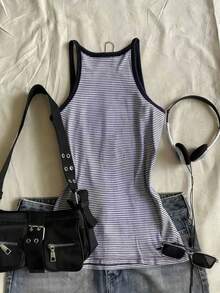 Glimmora Women's Button Design Striped Casual Versatile Camisole - Multicolor - View 2