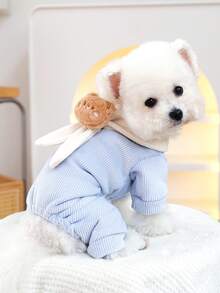 PETSIN 1件宠物服装，配有可爱卡通娃娃领带，猫狗穿着连体衣，柔软舒适。 - 彩色 - 查看 9