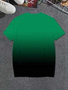 Manfinity Homme 加大码男士休闲T恤，渐变闪电印花时尚短袖圆领T恤，简约优雅百搭，送给男友或家人的绝佳礼物 - 彩色 - 查看 2