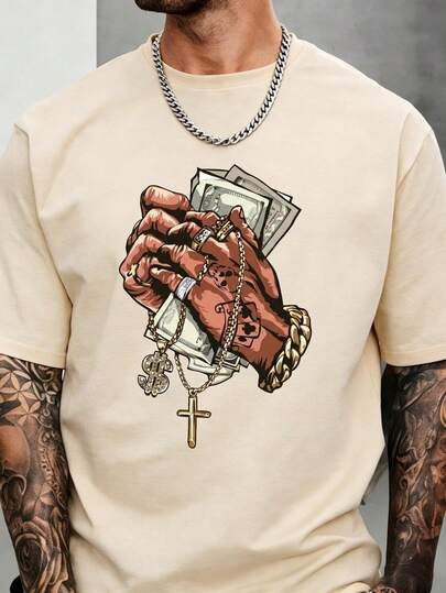 A men's with a round neck casual fit and short , elegant and casual style, suitable for daily outings, school, and summer essentials