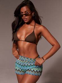 Athîral 女士休闲多色条纹针织短裤 - 彩色 - 查看 3