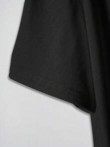 Sundraya 女士圆领字母印花休闲百搭日常短袖T恤 - 黑色 - 查看 4